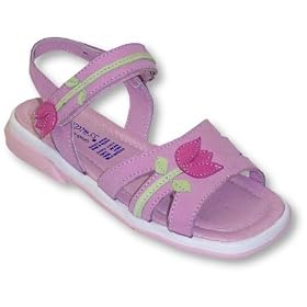 Kid Express Girls Pink Nubuck Sandal With Tulips ~ Tasha by A.N.T. Originals