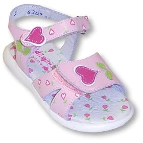 Kid Express Toddler Girls Pink Leather Sandal With Hearts ~ Smiley Hearts by A.N.T. Originals