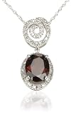 14k White Gold 10 x 8mm Oval Garnet & Diamond Pendant (1/4ctw, I1/2, I-J)