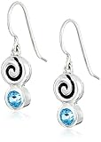 Sterling Silver Swirl Drop Earrings w/ Blue Topaz by Zina