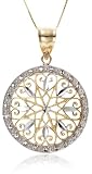14k Yellow Gold Round Filigree Pendant, 18"