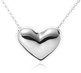 Sterling Silver Heart Nugget T-Shirt Pendant, 16"
