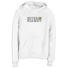 SWEATSHIRT WOMAN WHITE ELEGANT FLAG " NIAMEY " CITY NIGER