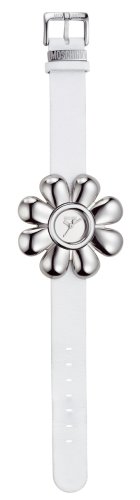 Others - Moschino 7751107025 'I Love Flowers' Stainless Steel Watch with White Strap
